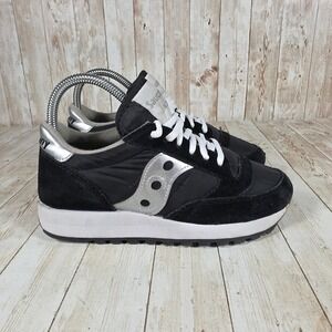 Saucony Jazz Original Sneakers Retro Running Shoes Black Silver Women's 5.5‎